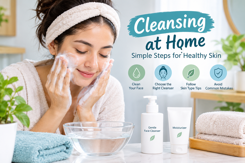 Gentle facial cleansing at home with a face cleanser
